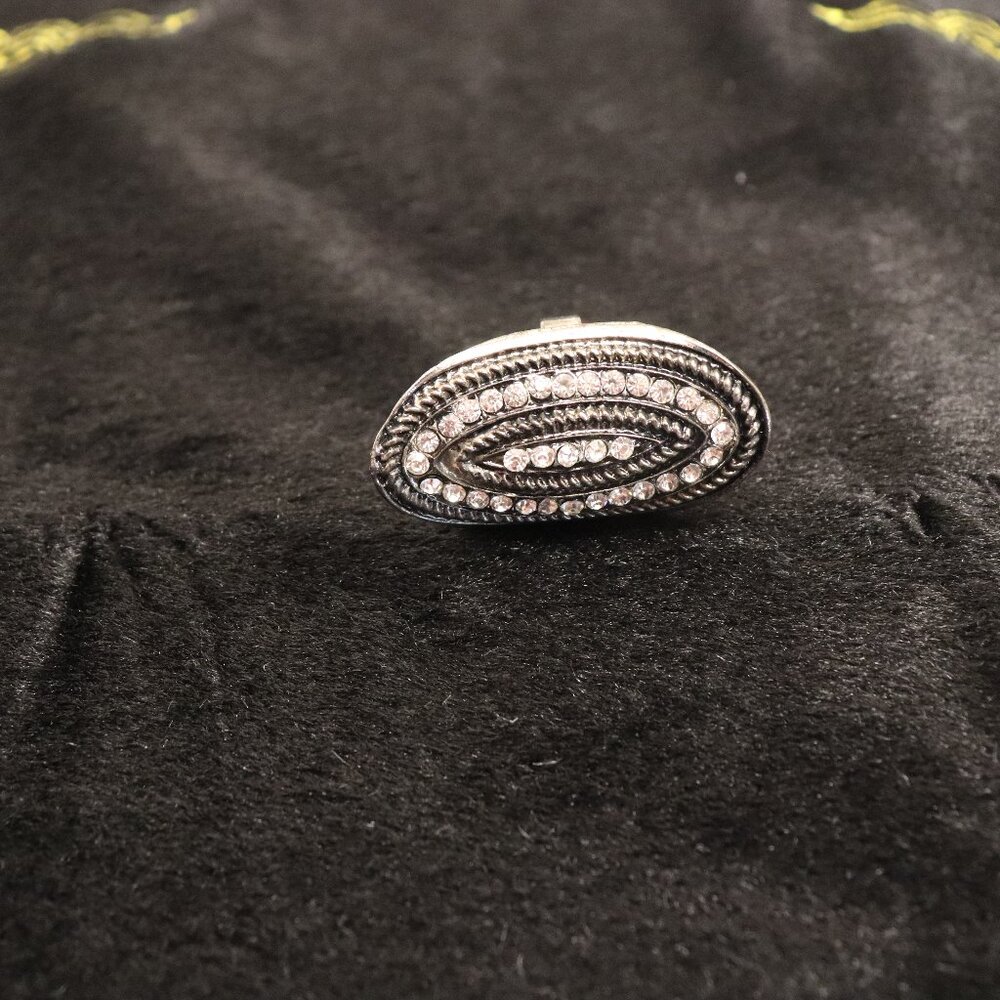 Ring in Box Costume Look with Diamonds that are Cut Glass Adjustable